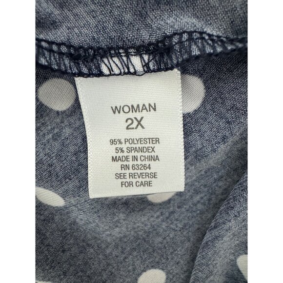 Roz & Ali Navy Blue White Polka Dot Print Sleeveless Dress Size 2X 18 20 Plus Sz - Picture 5 of 7